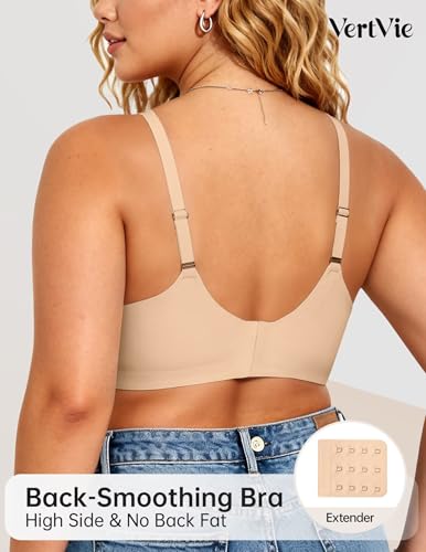 Image of Vertvie Jelly Bras for Women No Underwire Supportive | Seamless Wireless Bralette, Cool Breathable Mesh, Push Up Scalloped V-Neck, Full Coverage Tshirt Bra, Soft Comfortable