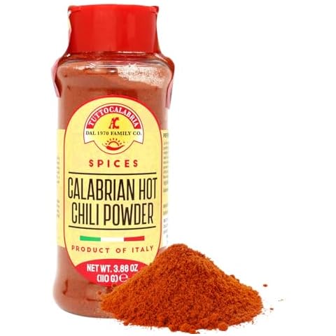 Calabrian, Chili Powder, Hot, Shaker, 110 g, 3.88 oz All Natural, Non-GMO, Product of Italy, TuttoCalabria Cover