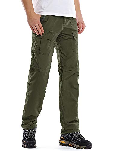 Hiking Pants Men Convertible Quick Dry Durable Cargo Fishing UV Protection Safari Pants,6062,Army Green,29