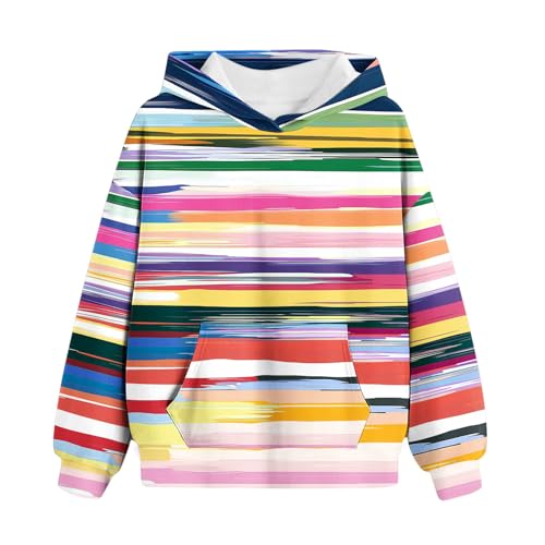 Plus Size Trendy Hooded Sweatshirts For Girls Strpied Casual Pockects Hoodie Fall Trave Long Sleeve 4-13 Years3