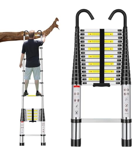 5 1m Teleskopleiter aus Metal Sicher geschützt und rutschfest vielzwecktauglich ausfahrbar (5 1m/16 6Fuß) Tragfähigkeit bis 150 kg (330 lbs)
