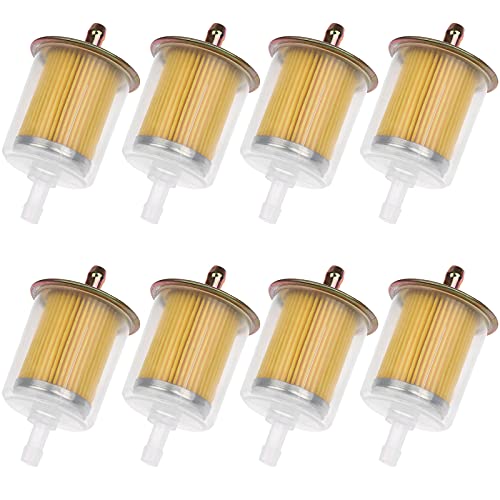 Wusteg 8 Pieces 3/8" Fuel Filters Universal Inline Gas Fuel Filters Small Engine Fuel Filter for Motorcycle Cars Tractors Gas Powered Engine Fuel Filters