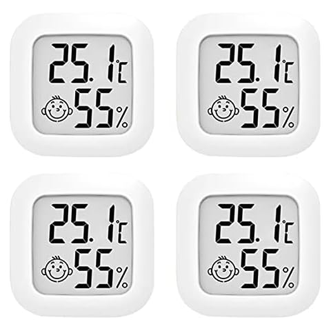 DIFCUL Digital Hygrometer Thermometer,Room Thermometer Hygrometer Indoor,Mini Temperature Humidity Meter Gauge Monitor for Greenhouse/Babyroom/Bedroom/Cellar/Office/Car/Reptile Incubator(4Pack) Cover