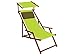 Erst-Holz Chaise Longue de Jardin Vert Pistache avec Pare-Soleil, Oreiller, Bain de Soleil en Bois 10-306SKD