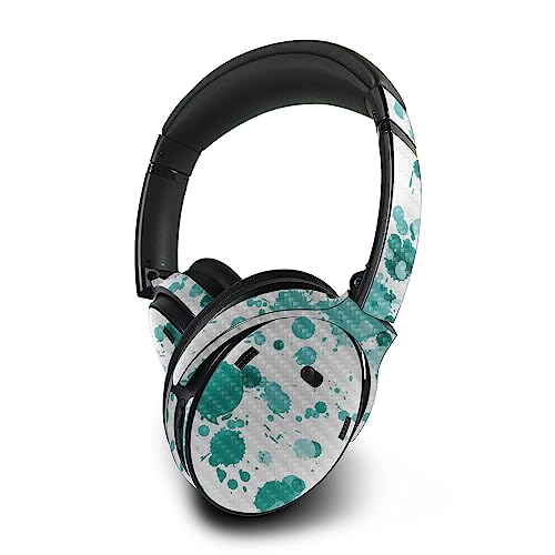 Image of MightySkins Carbon Fiber Skin Compatible with Bose QuietComfort 45 Headphones Teal Splatter | Protective, Durable Textured Carbon Fiber Finish | Easy to Apply | Made in The USA
