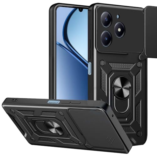 Image of AESTMO Tough Armor Realme C63 / Narzo N63 Bumper Back Case Cover | Ring Holder & Sliding Camera Shield Cover | 360 Degree Protection Back Case Cover for Realme C63 / Narzo N63 (Black)