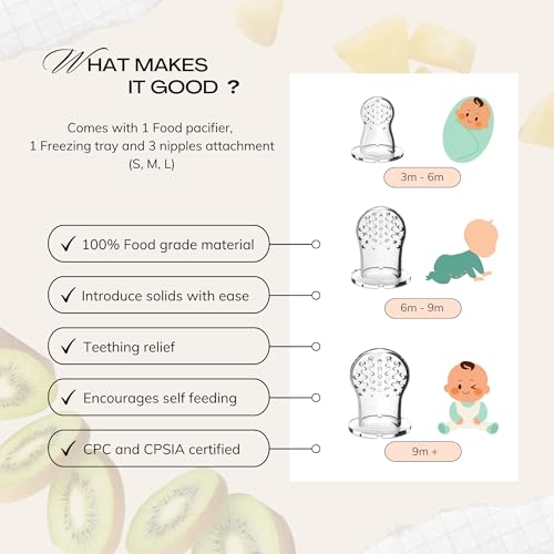 Image of Baby Fruit Feeder & Teething Relief | Baby Feeding Essentials | Innovative Baby Teething Relief Tool | BPA Free Breast Milk Popsicle Teether for Self Feeding | Includes 2 Pouches (Brown)