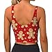 Women Girls Summer U-Shaped Back Sports Bras Elastic Christmas Red Polka Dots Snowflakes Gingerbread Cookies Athletic Tops with Pads Quick Dry Sportswear for Workout Training