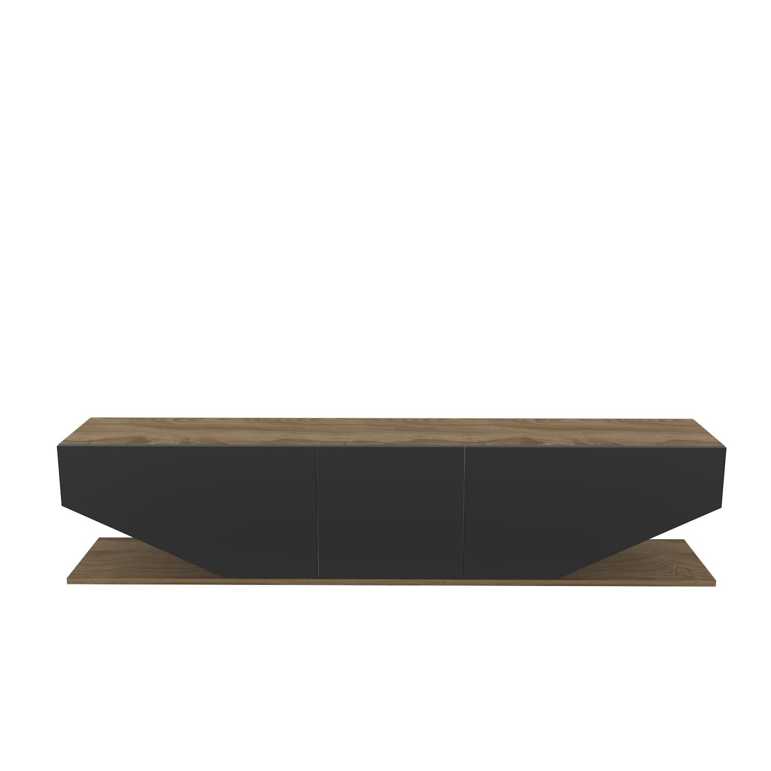 DECOROTIKA Meuble TV 180 cm Moderne avec Rangement et Portes – Noir et Chêne