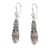 NOVICA Yellow Gold Plated Accent .925 Sterling Silver Dangle Hook Earrings, Ubud Dancer'