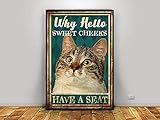 Signswhy Hello Sweet Cheeks Has A Seatcat Funnysign Best Giftwall Art Quote Art Sign Funny Vintage Metal Sign Poster 8X12 Inches