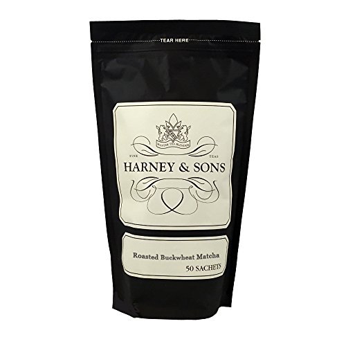 Image of Harney & Sons Roasted Buckwheat Matcha Tea Sachets, 50 Count | Matcha green tea blended with roasted buckwheat. 50 premium sachets. Contains caffeine.