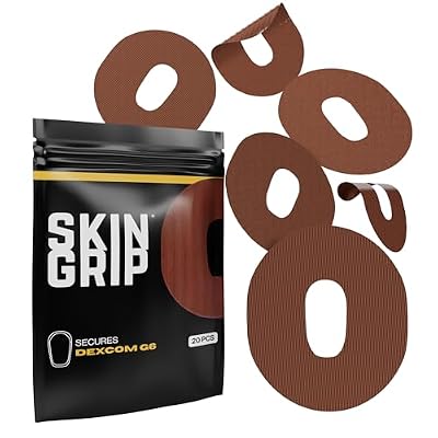 Skin Grip Adhesive Patch Compatible with Dexcom G6 Adhesive Patches Waterproof & Sweatproof with Cutout, Lasts 10-14 Days, Continuous Glucose Monitor Patch, CGM Sensor Cover 20 Pack, Chocolate