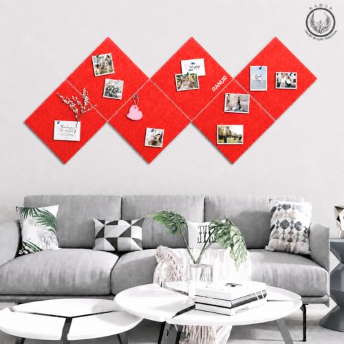 Image of QUIET CANVAS Acoustic Wall Square Pinboard, 1x1ft, Pack 6, 50Push Pins(Red)