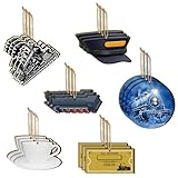 AceOrbit 24 Pcs North Express Train Decorations Wooden Christmas Tree Hanging Ornament Christmas Train Birthday Party Decorations Believe North Pole Ticket Holiday Party