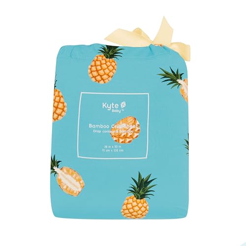 Image of Kyte Baby Soft Crib Sheet - Standard Fitted Crib Sheet Made with Rayon from Bamboo, Ultra-Gentle and Breathable (Pineapple)