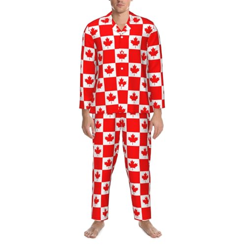 Canadian Flag Mens Pajama Set, Soft Long Sleeve Pajamas For Relaxing Home Nights, Lazy Weekends4