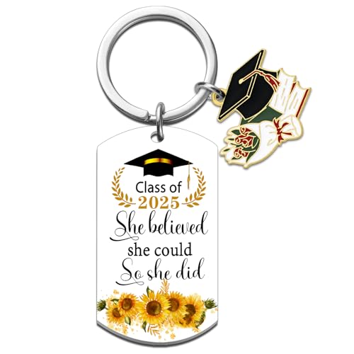 MOEXUKO 2025 Graduation Gifts for Her College Graduation Gifts for Women Class of 2025 Keychain High School Graduate Gift for Her Masters Degree University Senior Student Grad Gift for Her