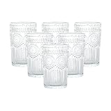 simpa Lucente Vintage Embossed Highball Drinking Glasses 380ml Set of 6