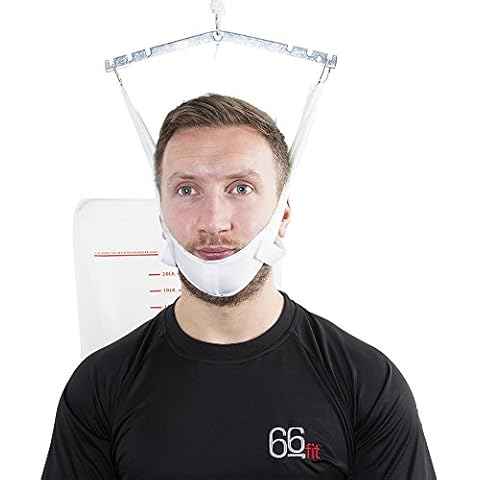 66fit Over Door Neck Traction Unit - Cervical Stretcher Posture Corrector, White Cover