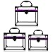 SHANY Clear Cosmetics and Toiletry Train Case - Clear Travel Makeup Bag Case Organizer with Secure Closure and Black/Purple Accents - 3PC Set