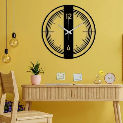 Image of Stylish Metal Analog Wall Clock for Living Room, Bedroom, Office, Kitchen, Home and Hall | Antique Fancy Big Size Modern Wall Watch for Home Decor (DA-178, 60CM)
