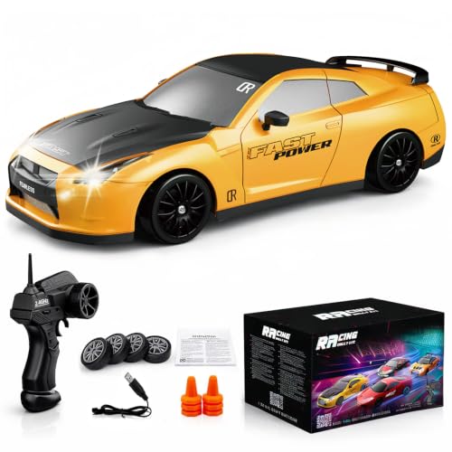 Image of Remote Control Car RC Drift Car 2.4GHz 1:24 Scale 4WD 20KM /H High Speed Model Vehicle with LED Lights Drifting Tire Racing Sport Toy Car for Adults Boys Girls Kids Gift