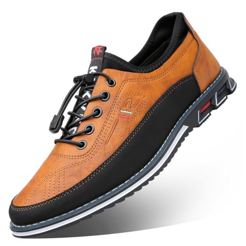 Veslexth Men Casual Business Shoes Slip-on Adjustable Loafers Driving Working Walking Party Formal Oxfords Yellow