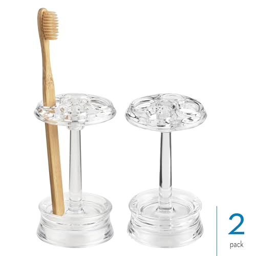 Porte-brosses à dents iDesign anti-désordre avec 4 compartiments transparents pour lavabo net