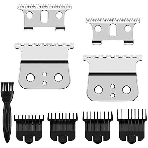 2 Pack T Blade for Andis T Outliner Trimmer, Andis GTX Trimmer, Replacement Blade Compatible with Andis #04710 and Andis #04521 (Sliver Steel T Blade + Sliver Steel Blade) Cover