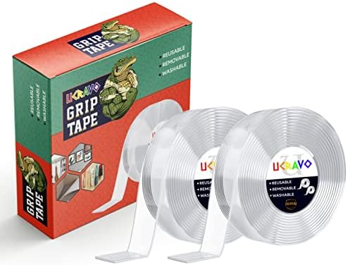 UCRAVO Double Sided Tape Heavy Duty(Pack of 2, Total 6 Meter), Multipurpose Mounting Tape Removable Adhesive Strips Transparent Wall Tape, Strong Sticky Tape Poster Carpet Tape for Home,Office
