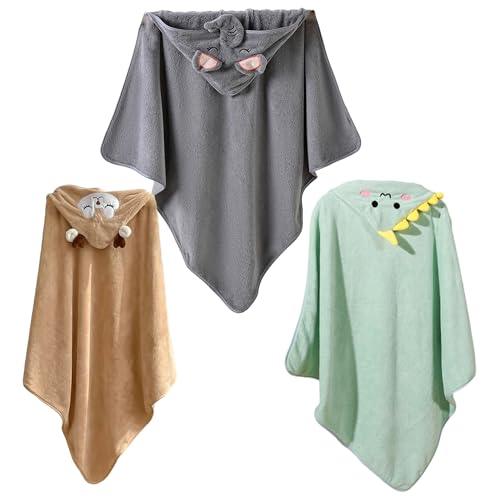 Serviette de bain à capuche bébé absorbante 80x80 mixte lot de 3