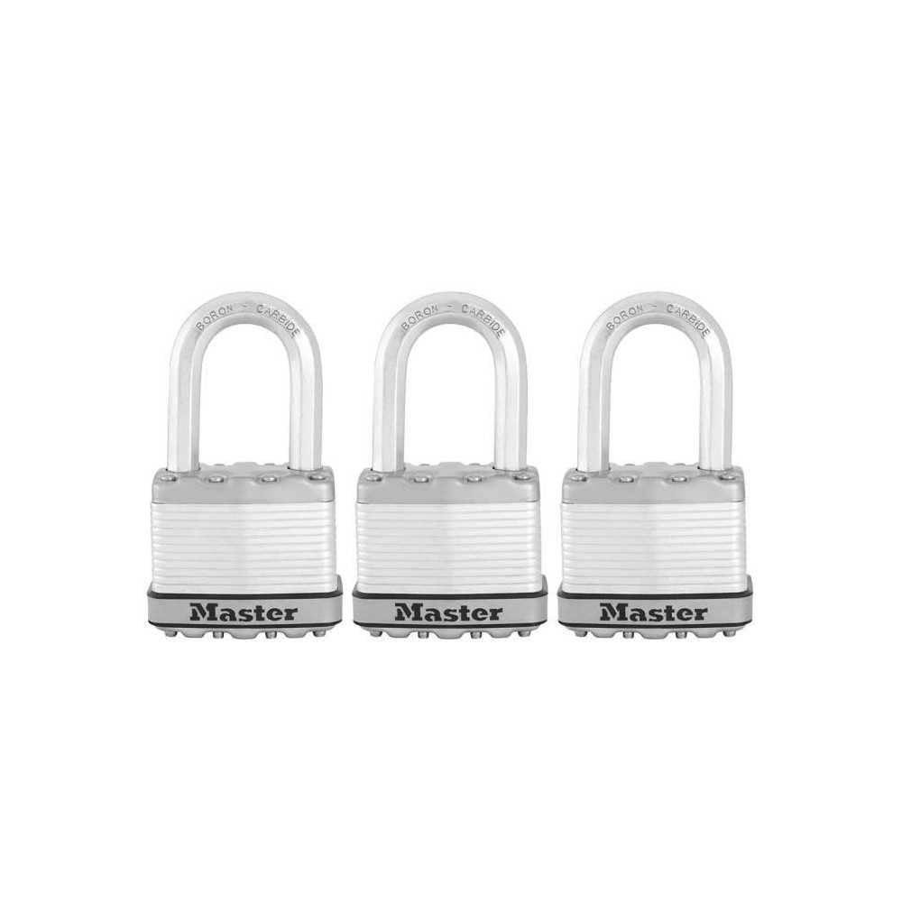 Juego de 3 candados Master Lock M5eurtrilf - Muy alta seguridad - Acero Ladado - Uso al aire libre - Anse M