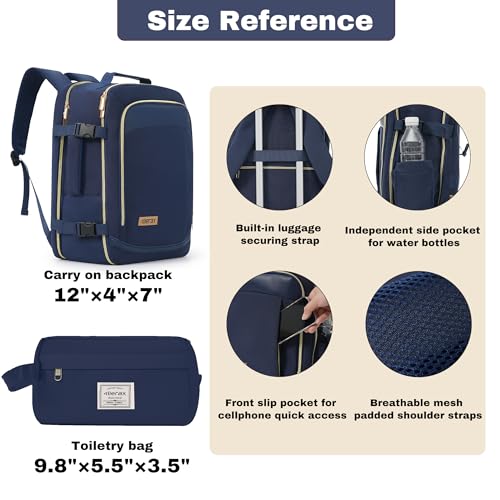 Image of Hardshell Luggage Sets, Lightweight Stripes Suitcases with Spinner Wheels, Navy 28