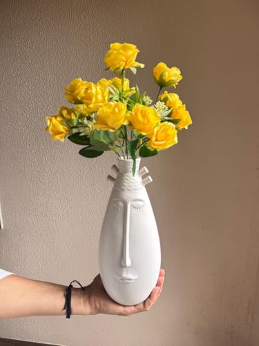 Image of Garden Art Artificial Small Rose Flower Bunch (Pack of 1) | 5 Heads with 15 Flowers & Buds, 35 cm Faux Rose Bouquet for Home Decor, Wedding & Table Decoration (Yellow)