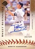 2009 Upper Deck Sweet Spot #103 Brett Gardner Authentic Autograph Baseball Card - Only 699 made!
