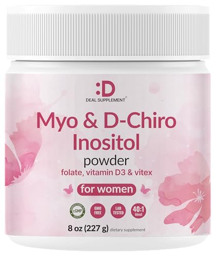 Myo-Inositol & D-Chiro Inositol Supplement for Women (40:1) | 2,050mg Per Serving | 240 Veggie Capsules | with Folate, Vitamin D3 & Vitex | Hormonal Balance & Cycle Support | Non-GMO