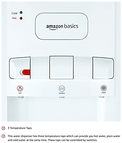 Image of amazon basics Hot, Cold and Normal Water Dispenser with Refrigerator, Top Loading
