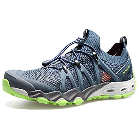 HUMTTO Mens Water Shoes Quick Dry Hiking Athletic Beach Walking Aqua Shoes (Blue Grey, Numeric_10_Point_5) Cover