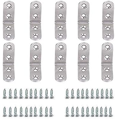 Pack of 10 Right Angle Brackets LMYTech 90 Degree Right Angle Brackets Stainless Steel Heavy Duty "L" Corner Brace 40mm*40mm Comes With Screws-Silver