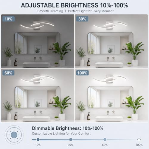 Image of 23.62 inch Modern Bathroom Vanity Light Brushed Nickel Lights Fixtures 5500K Led Bathroom Light Fixture Over Mirror Modern Wall lamp for Cabinet Hallway,2 Packs