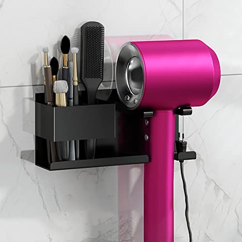 Support mural pour sèche-cheveux en aluminium noir mat - 2