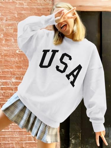Image of Langwyqu Women's Oversized Sweatshirt Los Angeles California Crewneck Long Sleeve Casual Loose Pullover Tops