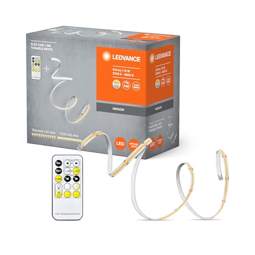 LEDVANCE FLEX COB 1.5M LED-Streifen TW RC, gelb, 14W, 500lm, warm- bis kaltweiß steuerbar, COB-Technologie, homogene Lichtverteilung, mit Fernbedienung, lange Lebensdauer, einfache Montage, IP20