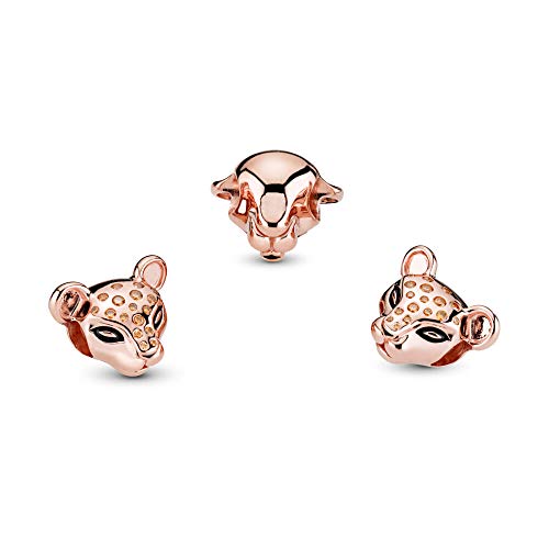 Sparkling Lion Princess Charm Authentic Sterling Silver Animal Rose Bead fit European Bracelets2