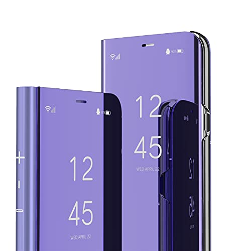 MRSTER iPhone 13 Pro Max Cover Mirror Clear View Standing Full Body Protettiva Specchio Flip Custodia per Apple 13 Pro Max 6.7 . Flip Mirror: Purple