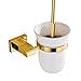 Produktbild Weare Home Poliert Gold finished Design Modern Luxus Deko Badezimmer Accessoires Wandhalterung Wandmontag Bohren Messing Toilettenbürstenhalter mit Keramik Becher und Bürst