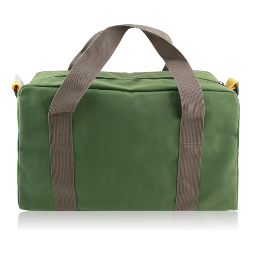 Werkzeugtasche XXL 46cm (18 Zoll) Extra Große Werkzeugtasche Leer Robuster Canvas Werkzeug Organizer für Bau & Handwerk Weitöffnungstasche für Maschinen & Akkus.Armeegrün
