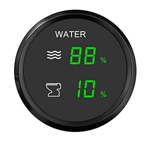 燃料水位センサー、 デジタルデュアル 52 ミリメートルゲージ警告水位計 + 下水レベル計下水レベルセンサー 0-190ohm ボート車(Gauge BN)