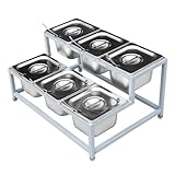 Juego De Especieros De Acero Inoxidable para Bufé De Cocina, Organizador De Ingredientes, Recipiente para Salsas, Ensaladas Y Mermeladas (Plata-C) (50 X 37 X 26 Cm)